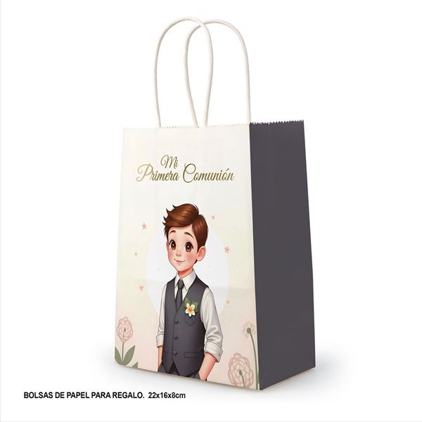 Picture of Bolsa Mi Primera Comunión Niño Elegante papel (21x15x8cm)