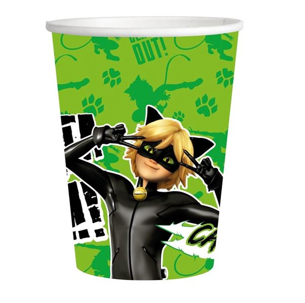 Imagen de Vasos Cat Noir de Ladybug cartón 250ml (8 unidades)