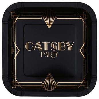 Imagen de Platos Gatsby Party Negros Dorados cartón 23cm (10 unidades)
