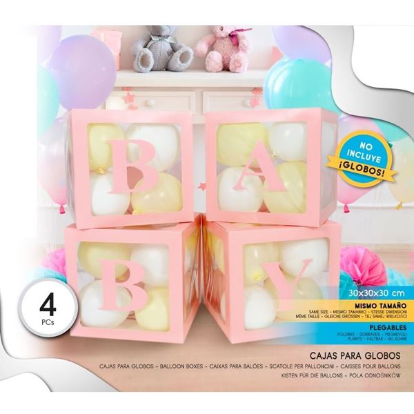 Picture of Cajas Decorativas BABY Rosa para Globos (4uds)