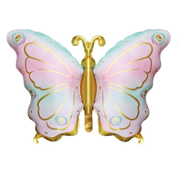Imagen de Globo Mariposa Rosa y Dorado (79cm)