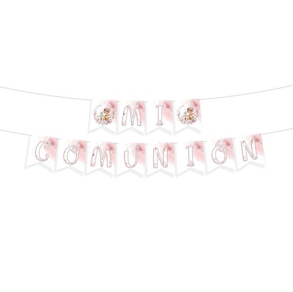 Imagen de Guirnalda Mi Comunión Hojas Rosa cartón (4m)