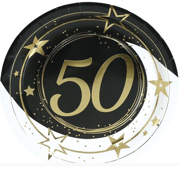 Picture of Platos 50 Cumpleaños Estrellas cartón 23cm (6 uds.)