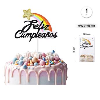 Picture of Topper Tarta Feliz Cumpleaños Arcoíris 20cm