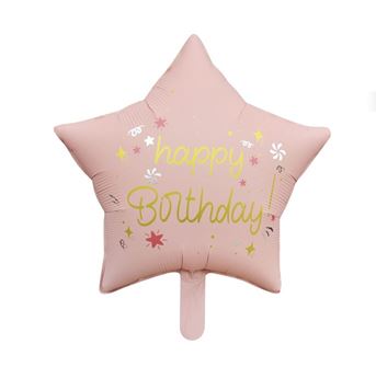 Imagen de Globo Happy Birthday Estrella Rosa Pastel