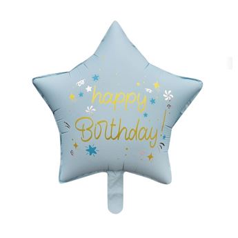 Imagen de Globo Happy Birthday Estrella Azul Pastel (47cm)