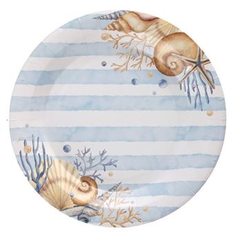 Imagen de Platos Diseño Marino cartón 22cm (10uds)