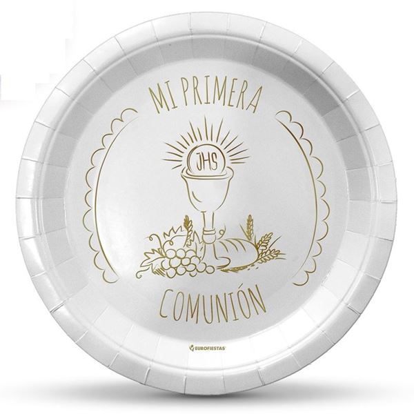 Imagen de Platos Mi Primera Comunión Cáliz cartón 23cm (6 unidades)