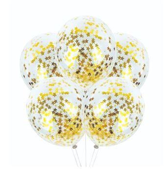 Imagen de Globos Transparentes Confeti Estrellas doradas (5uds)
