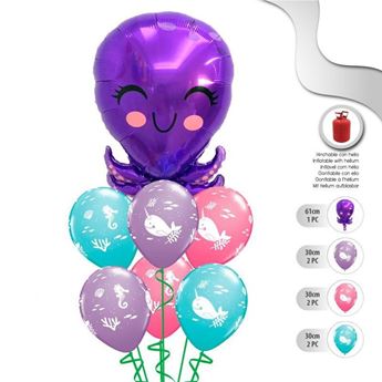 Imagen de Globos Mundo Marino con Pulpo (7uds)