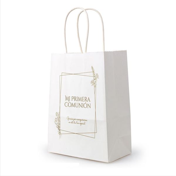 Imagen de Bolsa Mi Primera Comunión Blanca Marco Dorado 21x15x8cm