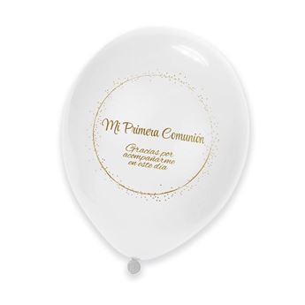 Imagen de Globos Mi Primera Comunión Blancos Gracias (6uds)