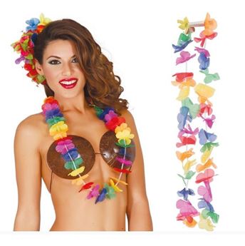 Imagen de Collar Lei Hawaiano Tela Multicolor Eco