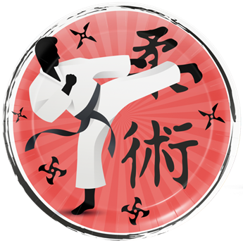 Imagen de Platos Karate Judo Cumpleaños cartón 23cm (8 uds)