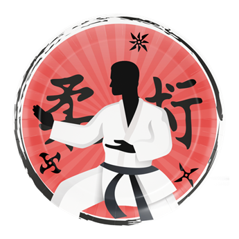 Imagen de Platos Karate Judo Cumpleaños cartón 18cm (8 uds)