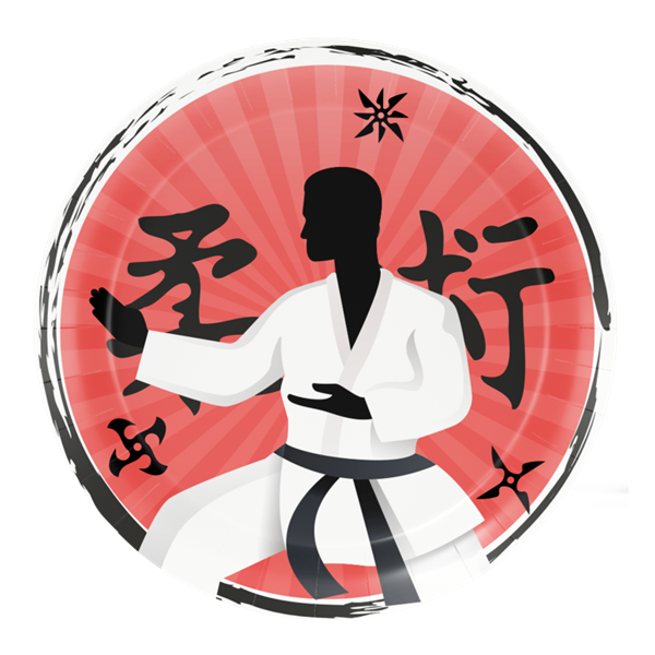 Imagen de Platos Karate Judo Cumpleaños cartón 18cm (8 uds)