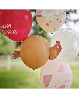 Imagens de Bouquet Globos Animales de la Granja Látex (5uds)