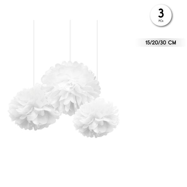 Imagen de Pompón Blanco Papel Tisú (3uds)