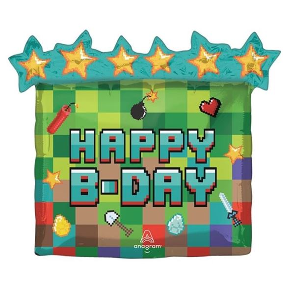 Picture of Globo Minecraft Pixelado Happy Birthday (63 x 58cm)