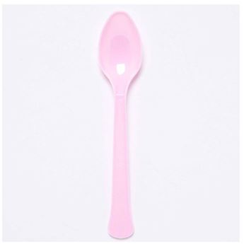 Imagen de Cucharas Rosa Nube Plástico Reutilizables (24 unidades)
