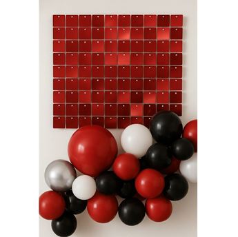 Imagen de Paneles de Lentejuelas Rojo Cuadrados 30x30cm (12 unidades)