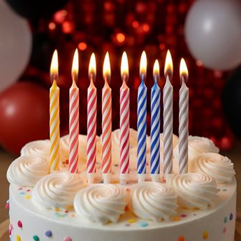 Imagen de Velas Mágicas de Cumpleaños Rayadas  Pack de 10 (6 cm)