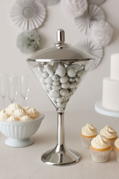 Imagen de Bol Copa Martini Elegante Candy Bar Plateada (25cm)