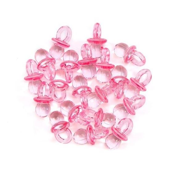 Imagen de Mini Chupetes Rosas baby Shower plástico (15g)