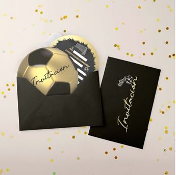 Imagen de Invitación Cumpleaños Fútbol Balón Dorado (3uds)