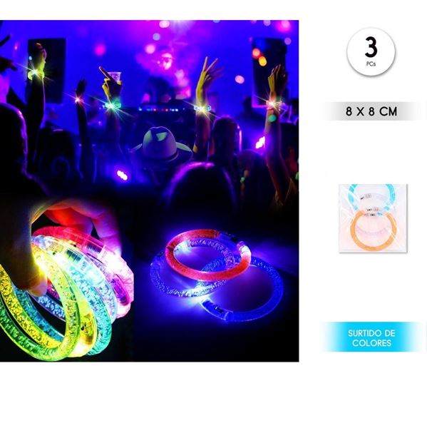 Imagen de Pulseras LED luminosas Fiestas (3uds)