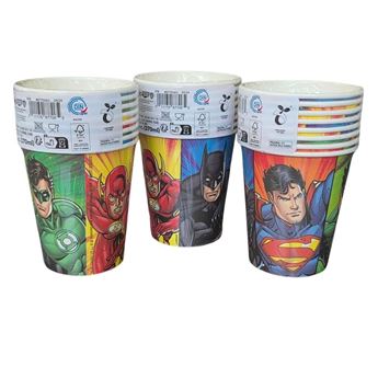 Imagen de Vasos Liga de la Justicia cartón 270ml (8 unidades)