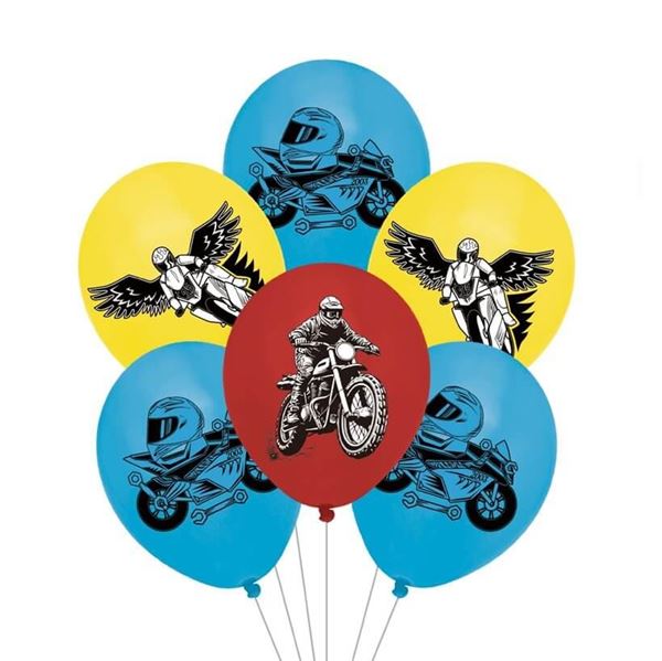 Imagen de Globos Motos Carreras Látex (6uds)