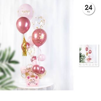Imagen de Caja Cumpleaños Globos Decorada Rosa