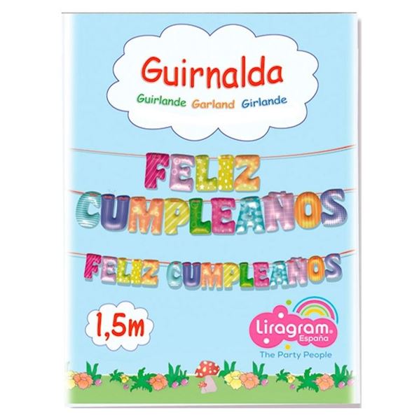 Imagen de Guirnalda Feliz Cumpleaños Infantil cartón 150cm