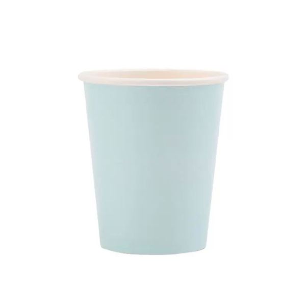 Imagen de Vasos Azul Pastel cartón 250ml (8 unidades)