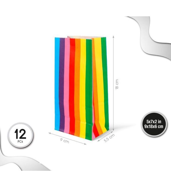 Imagens de Bolsas Arcoíris papel 18cm x 9cm x 5.5cm (12 unidades)