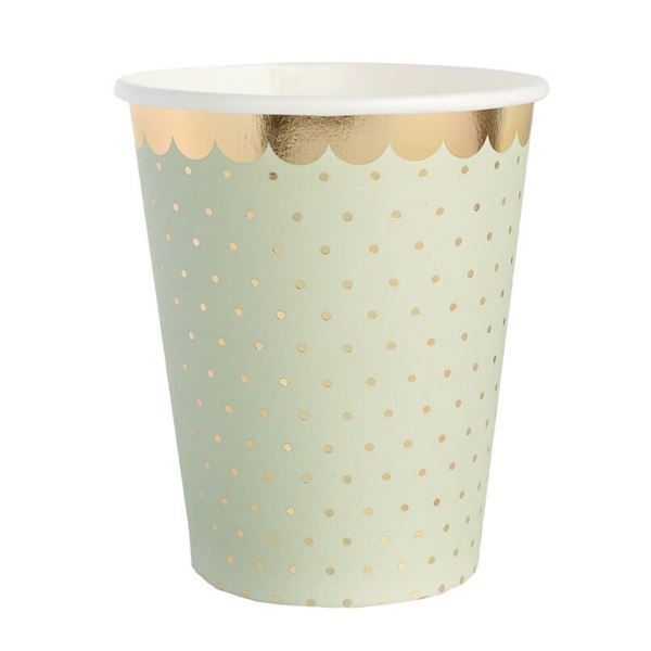 Imagens de Vasos Verde Oliva Puntos Elegantes cartón (10 unidades)