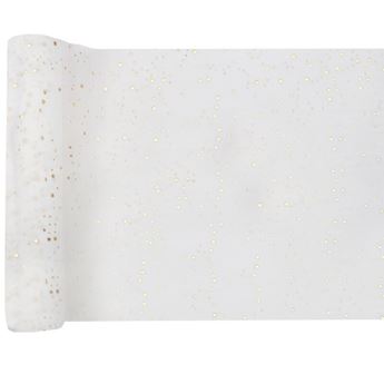 Imagen de Camino de Mesa Blanco Burbujas Doradas Tela (3m)