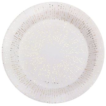 Picture of Platos Blancos Burbujas Doradas cartón 23cm (10 unidades)