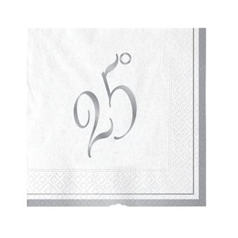 Picture of Servilletas 25 Aniversario de Boda Cocktail 25cm (16uds)