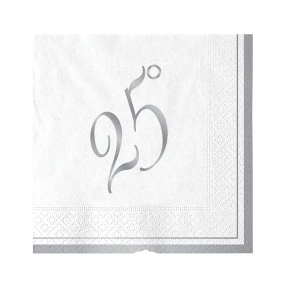 Picture of Servilletas 25 Aniversario de Boda Cocktail 25cm (16uds)