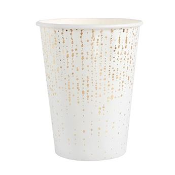 Imagen de Vasos Blancos Burbujas Doradas cartón (10 unidades)