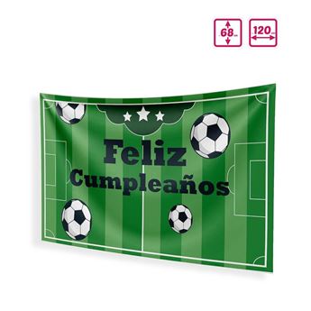 Imagen de Fondo Pared Cartel Feliz Cumpleaños Fútbol Tela