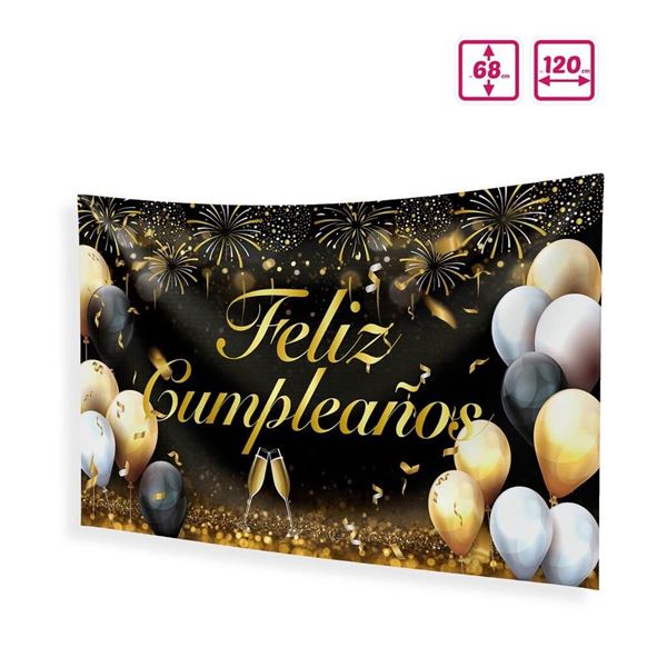 Picture of Fondo Pared Feliz Cumpleaños Cartel tela 120cm x 68cm