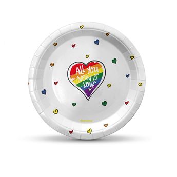 Imagen de Platos All You Need is Love cartón 18cm (8 unidades)