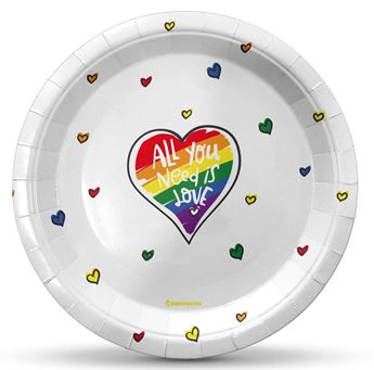 Imagen de Platos All You Need is Love cartón 23cm (8 unidades)