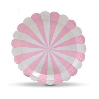 Imagens de Platos Rosa y Blanco Sol cartón 18cm (6 unidades)