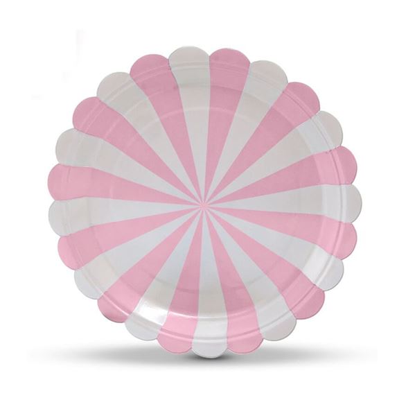 Imagens de Platos Rosa y Blanco Sol cartón 18cm (6 unidades)