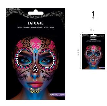Imagen de Tatuaje Catrina Mexicana Halloween Luz UV
