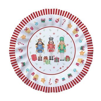 Picture of Platos Cascanueces Navidad cartón 25cm (8 uds.)
